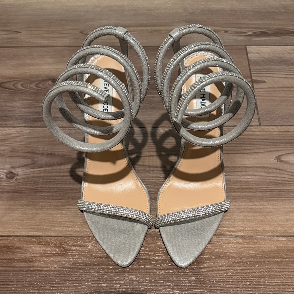 Steve Madden Glittering Silver Strappy Heels
